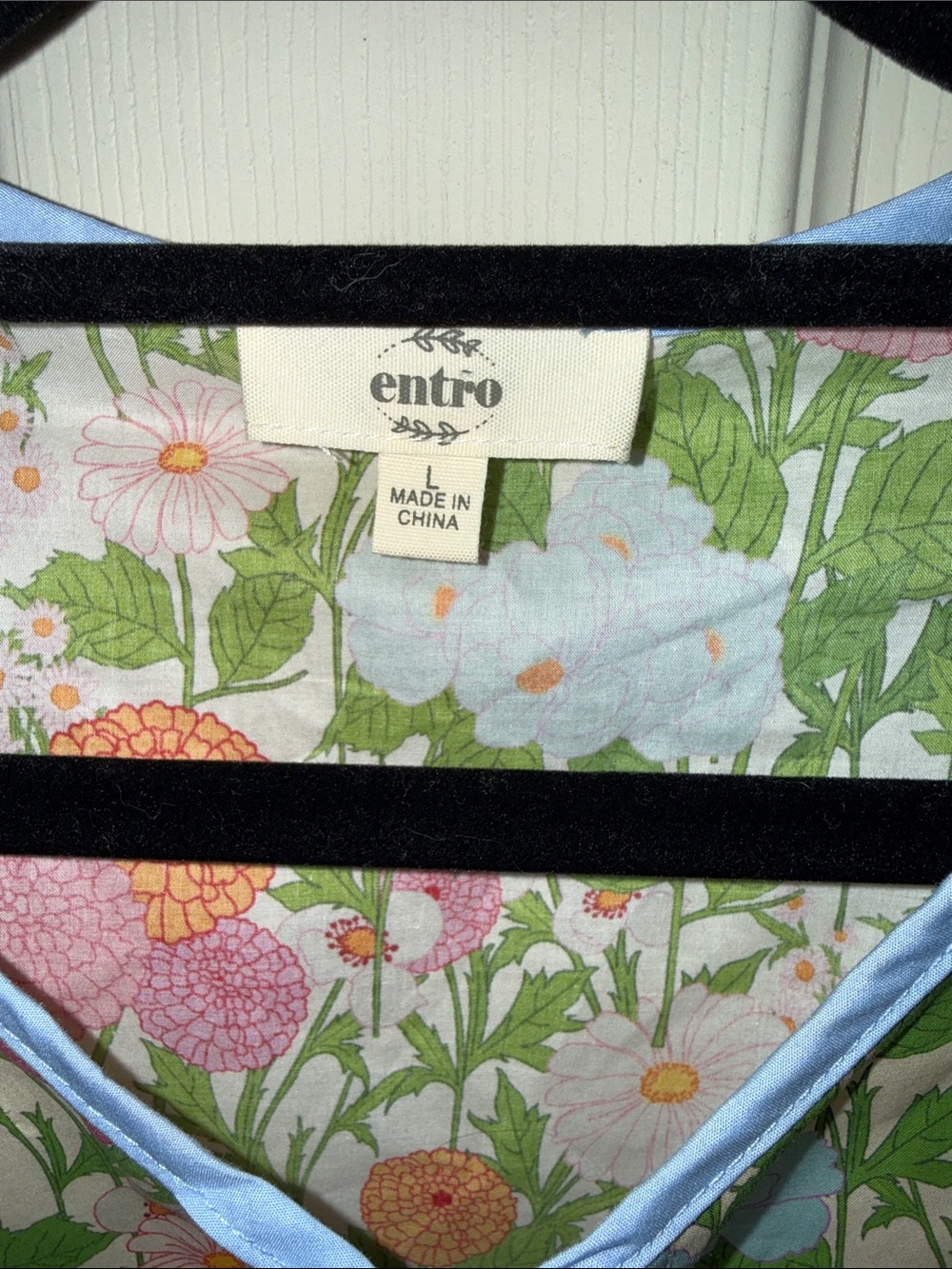 entro Multicolor Floral Peasant Tunic with Blue Trim - Picture 2 of 8
